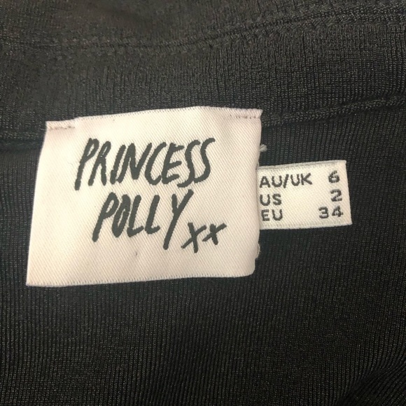 Princess Poly long sleeves sexy black deep V neckline cocktail mini dress Sz S - Picture 8 of 11